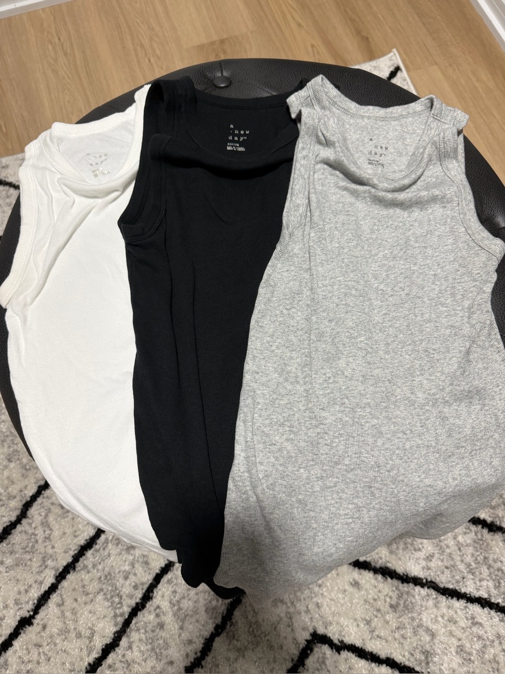 a new day Women’s Ribbed Tank Tops - Black, White, Gray (3-Pack)